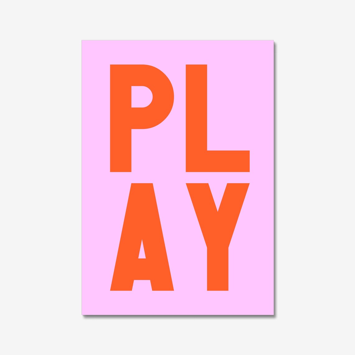 Play Bold Orange Typography Pink Cheerful Colorful Kids Room Poster