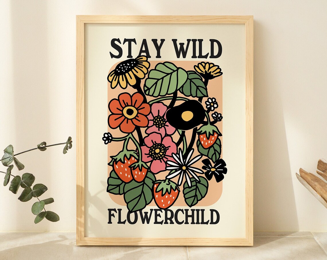 Retro Wildflower Botanical Flower Market Art Print