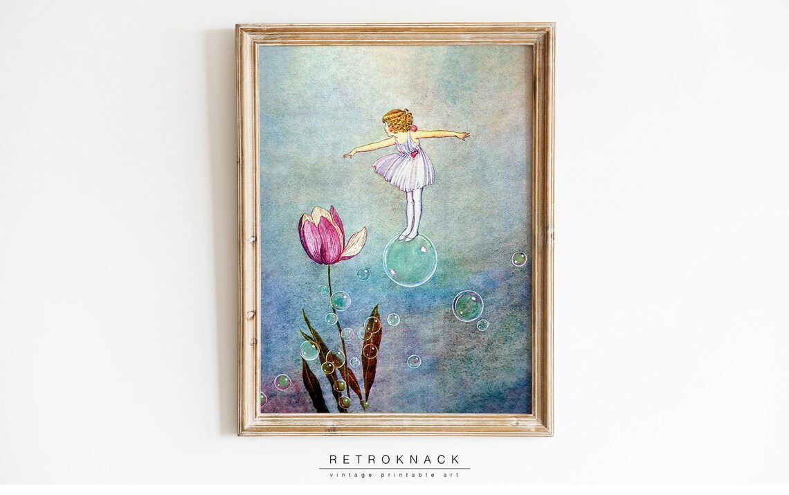 Ida Rentoul Outhwaite Bubble Fairy Dancing on Soap Bubble Nursery Print - Image 3