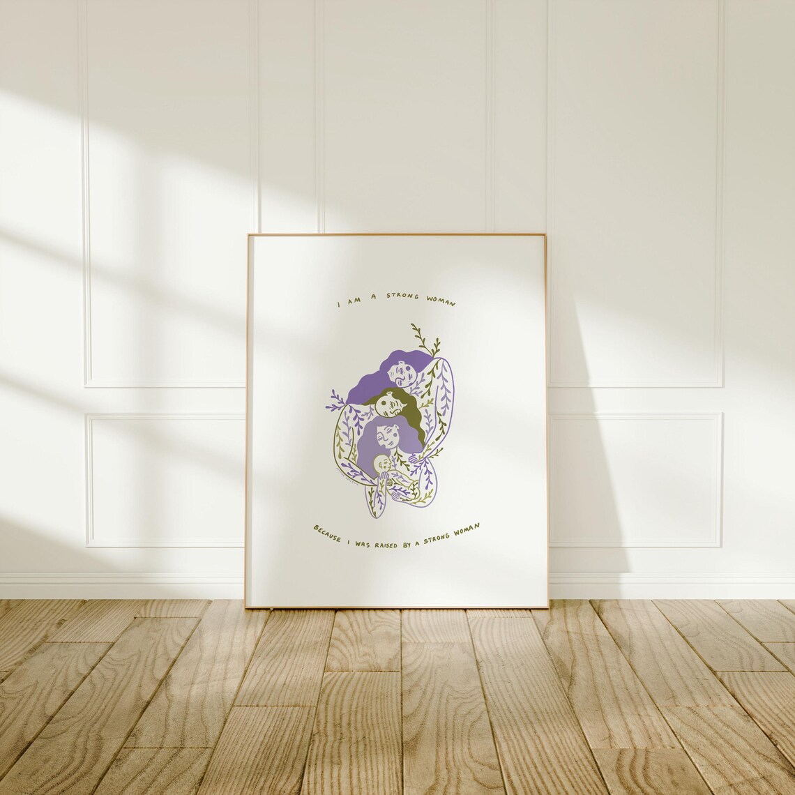 Strong Woman Raised by Strong Woman Generational Floral Poster - Image 3