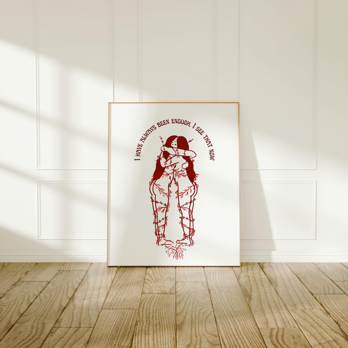 I Have Always Been Enough Self Love Burgundy Line Art Poster - Image 3
