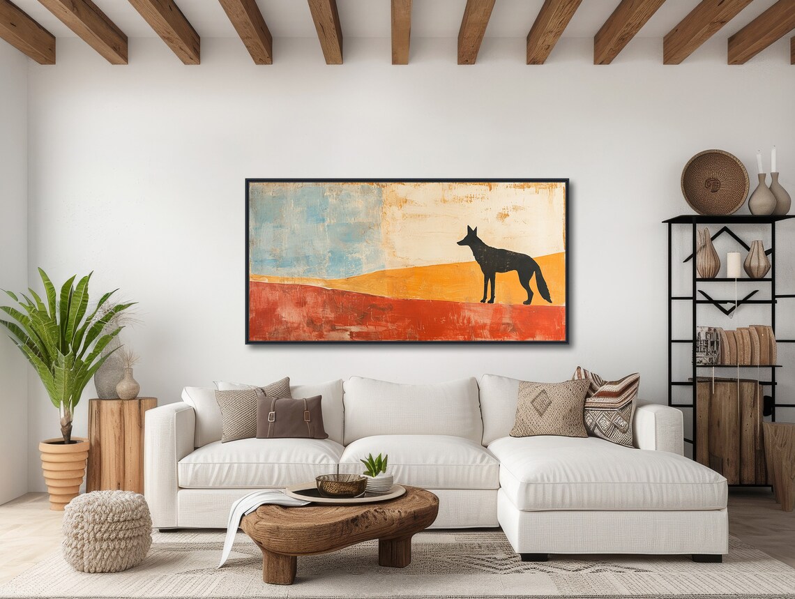 Coyote Watch, Southwestern Western Landscape Art Print - Image 3