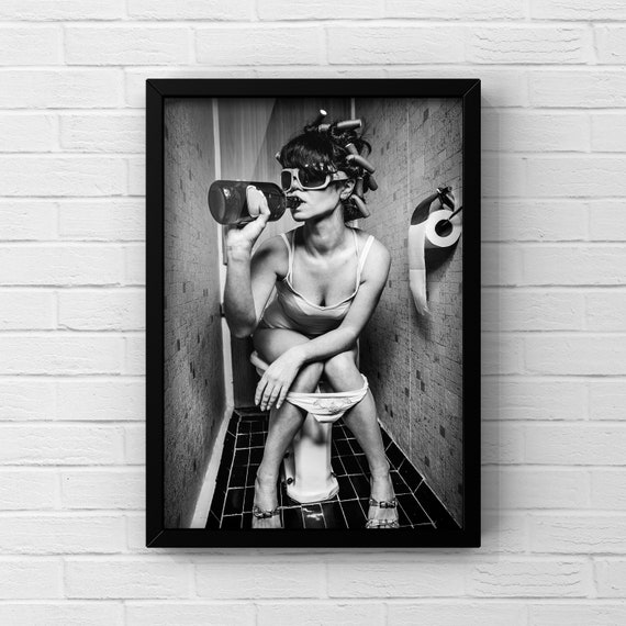 Party Girl Bathroom Art Print, Quirky Home Decor