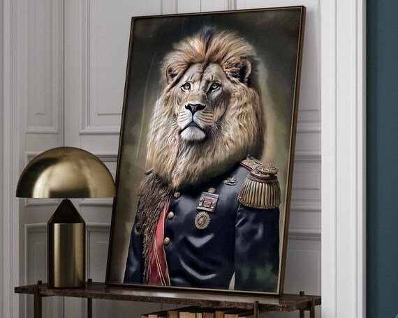 Vintage Style Altered Lion Portrait Art Print