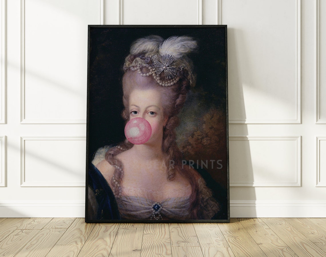 Marie Antoinette Bubblegum Portrait Pink Bubble Gum Art Poster