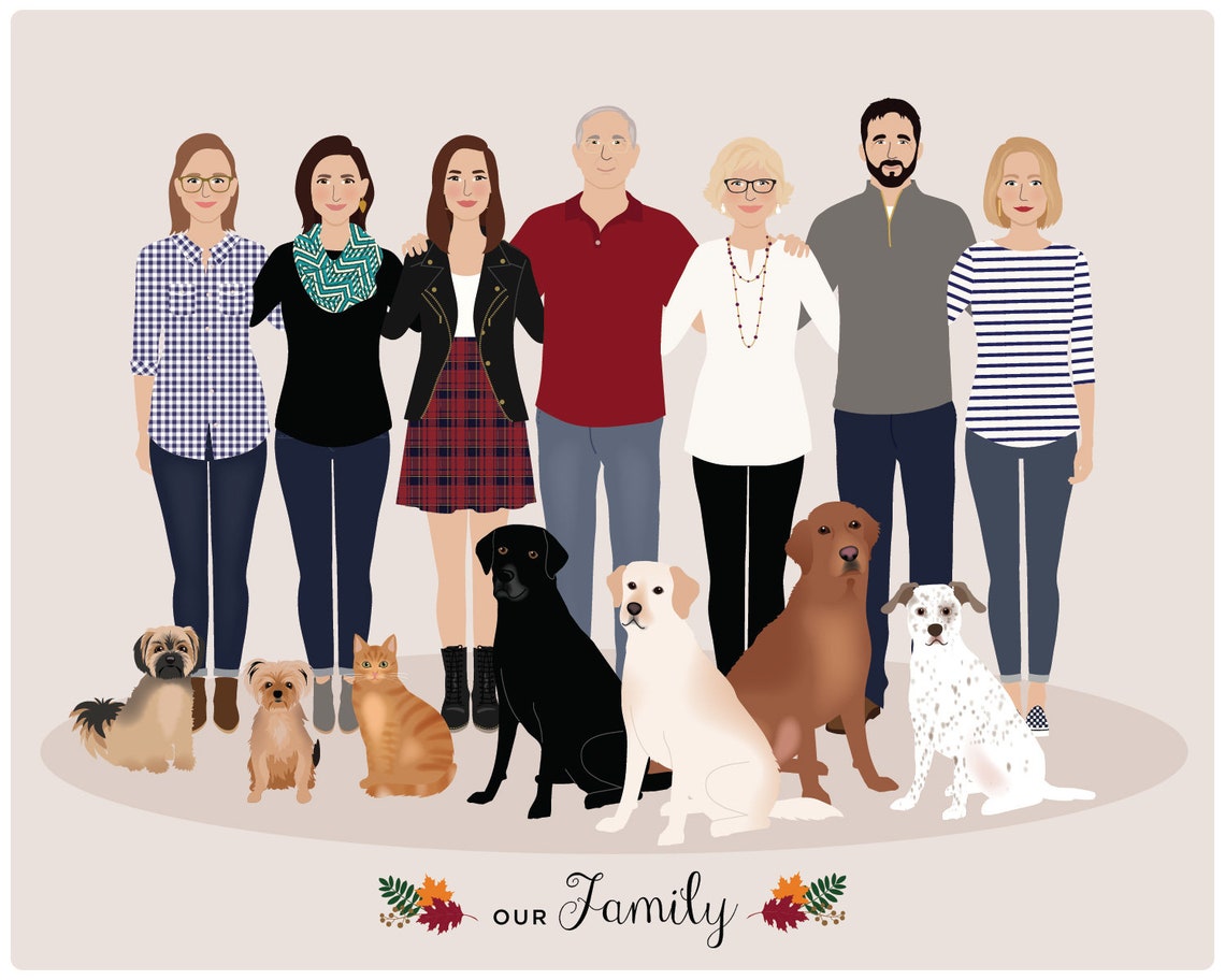 Custom Family Portrait, Add Pet - Image 5