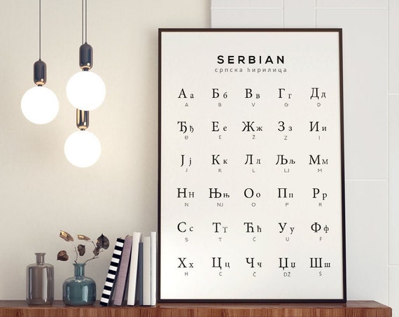 Serbian Alphabet Cyrillic Chart Art Print