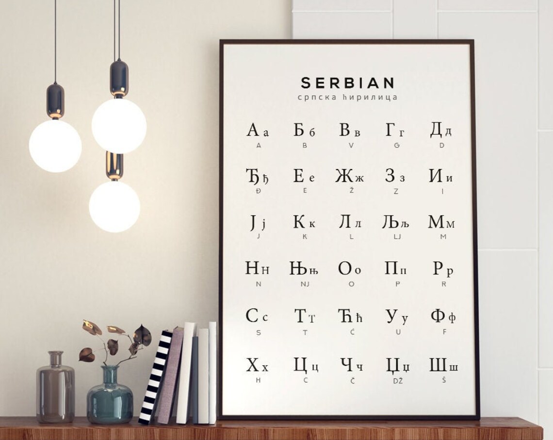 Serbian Alphabet Cyrillic Chart Art Print