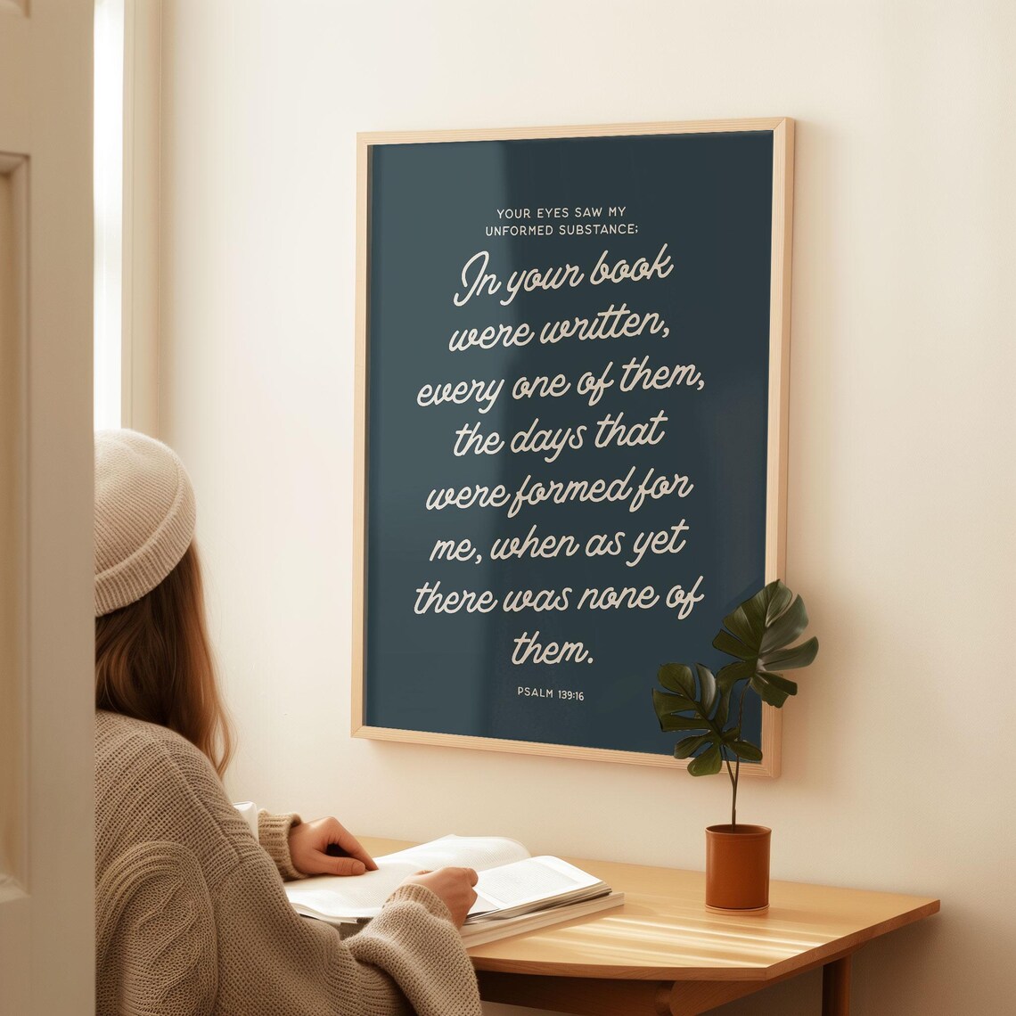 Psalm 139 16 Your Eyes Saw My Unformed Substance Script Bible Verse Poster - Image 3