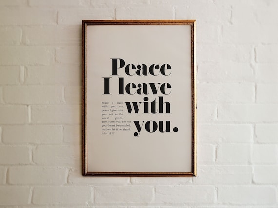 John 14 27 Peace I Leave With You KJV Bible Verse Serene Poster