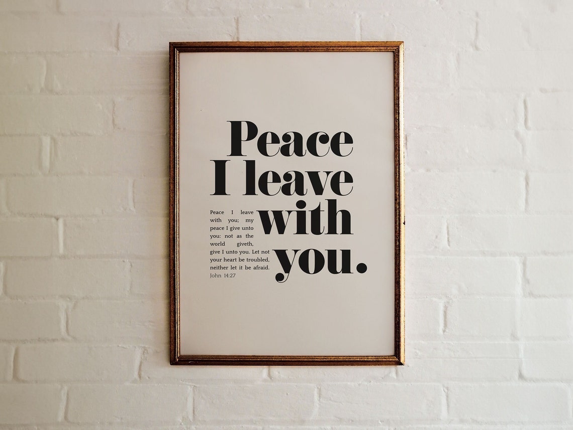 Custom Peace I Leave With You Kjv John 1427 Bible Verse Wall Art Christian Modern Minimalist Scripture Typography Design Gift For Home