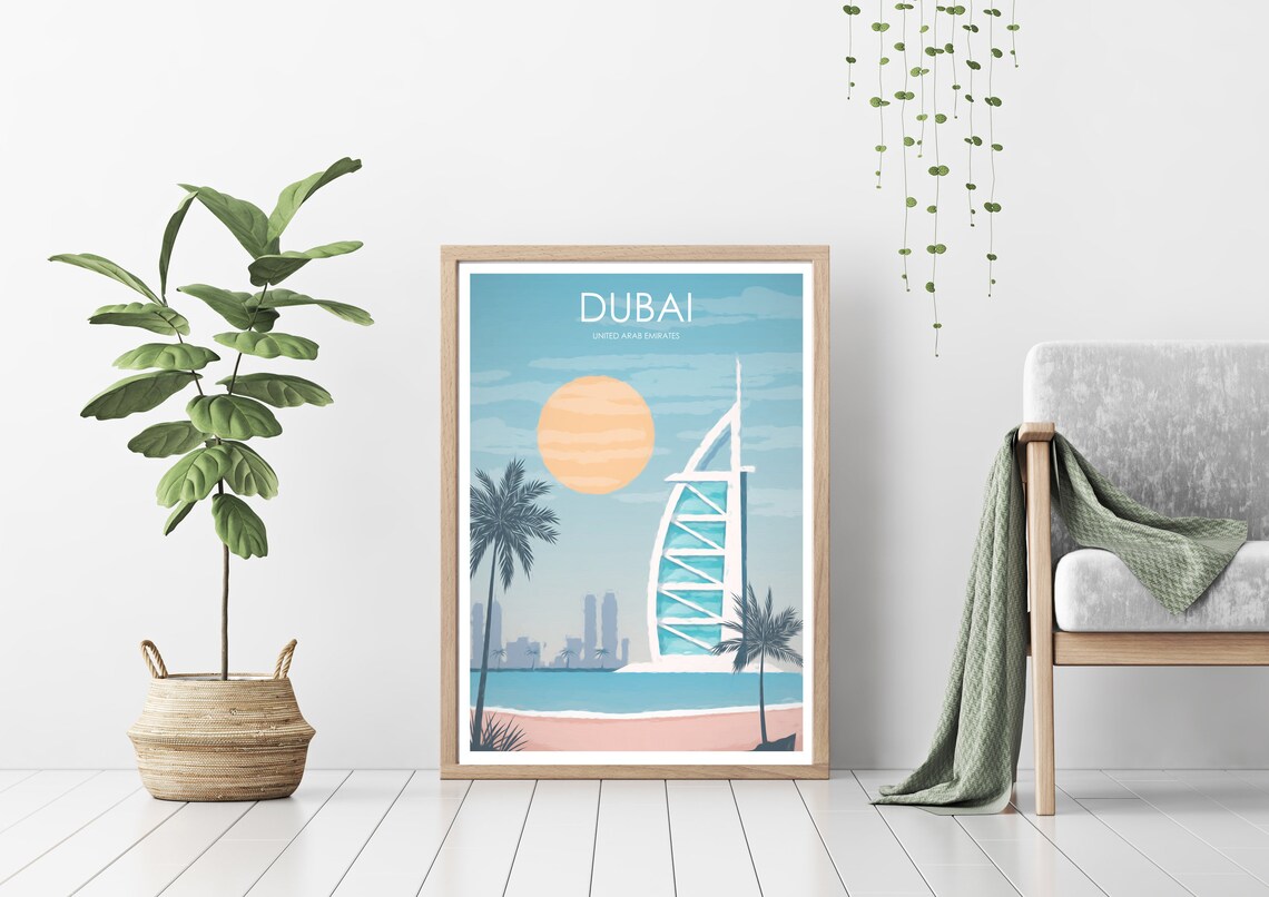 Retro Dubai Travel Poster, Saudi Arabia City View - Image 3