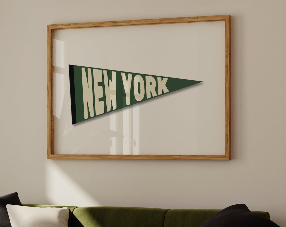 New York Vintage Pennant Flag Poster, NYC Apartment