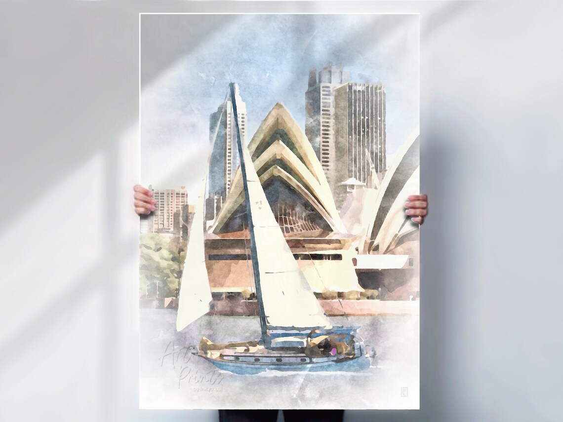 Sydney Harbour Watercolour Style Poster Print