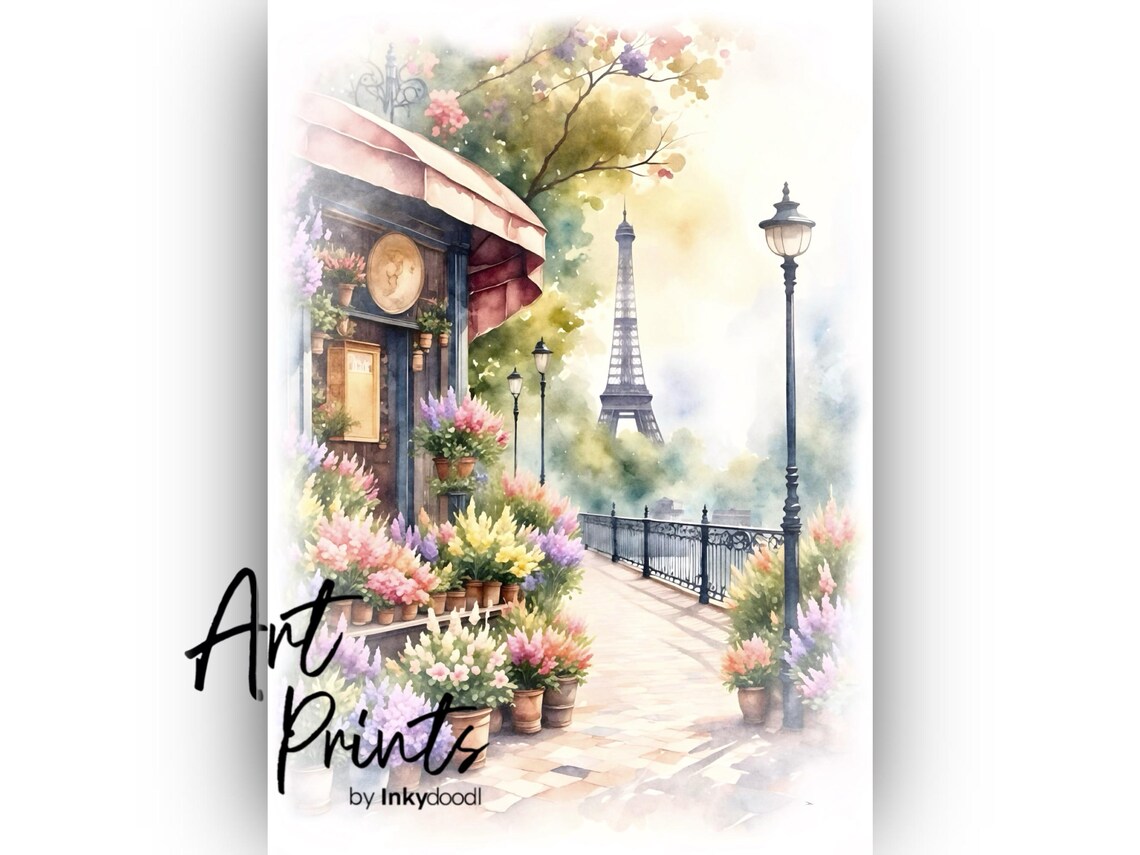 Paris Watercolour Style Travel Poster
