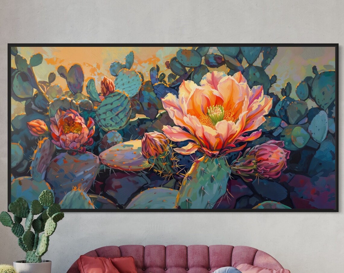 Opuntia Bloom, Vintage Arizona Desert Art Print