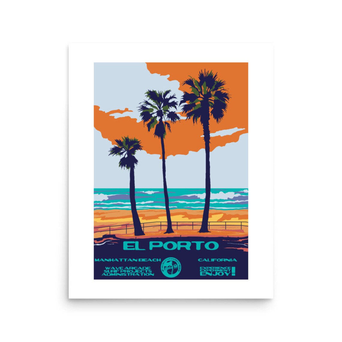 Copy El Porto Manhattan Beach Ca Surf Poster National Parks Style - Image 2