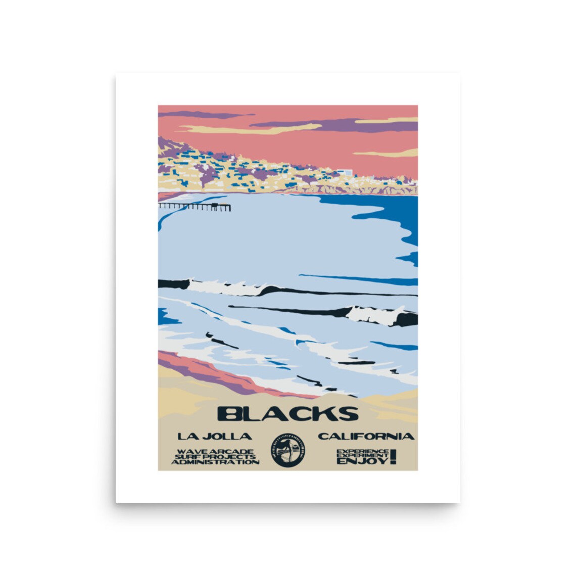 Copy Blacks San Diego Ca Surf Poster National Parks Style - Image 2