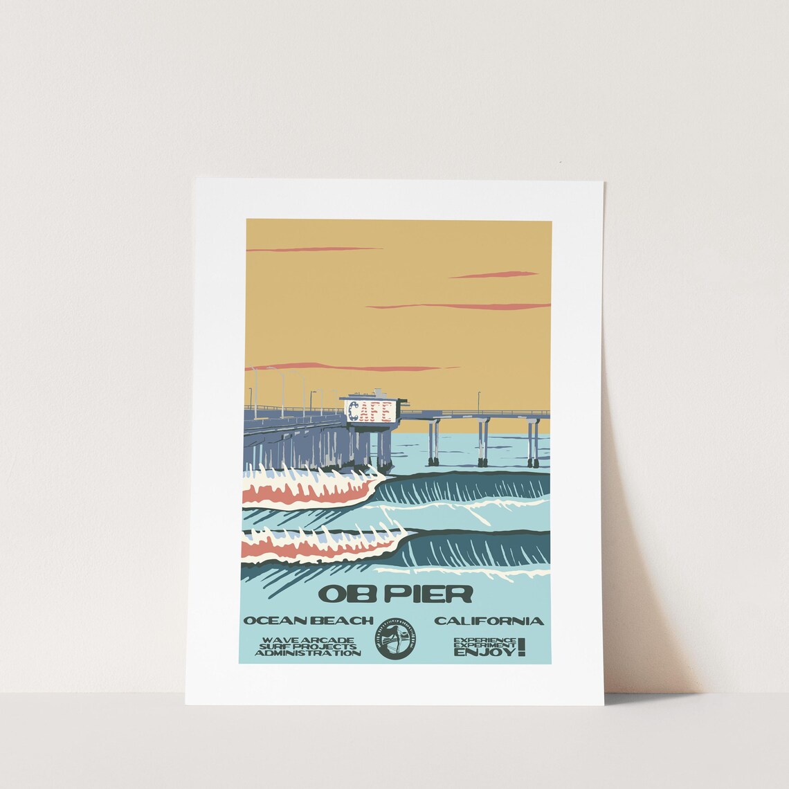 Copy Ob Pier Ocean Beach Ca Surf Poster National Parks Style