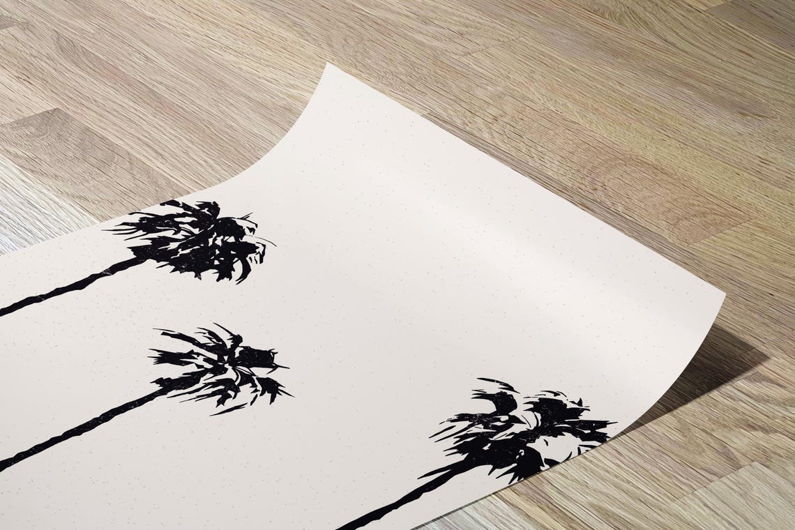 Three Palm Trees Black Silhouette Minimalist Tropical Art Poster - Image 2