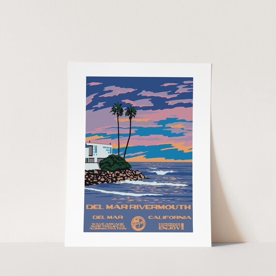 Copy Del Mar Rivermouth Del Mar Ca Surf Poster National Parks Style