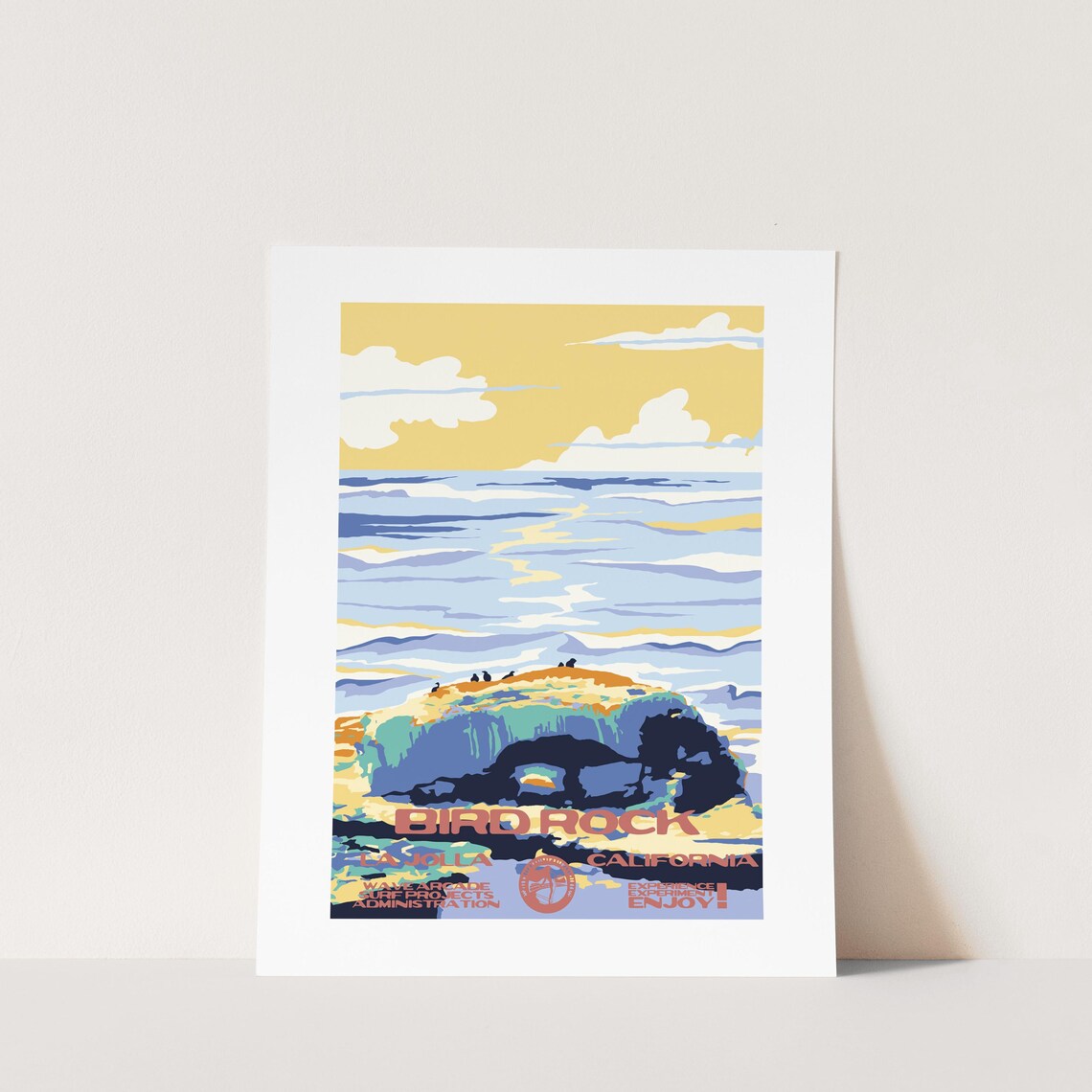 Bird Rock La Jolla California Coastal Rock Formation Surf Poster