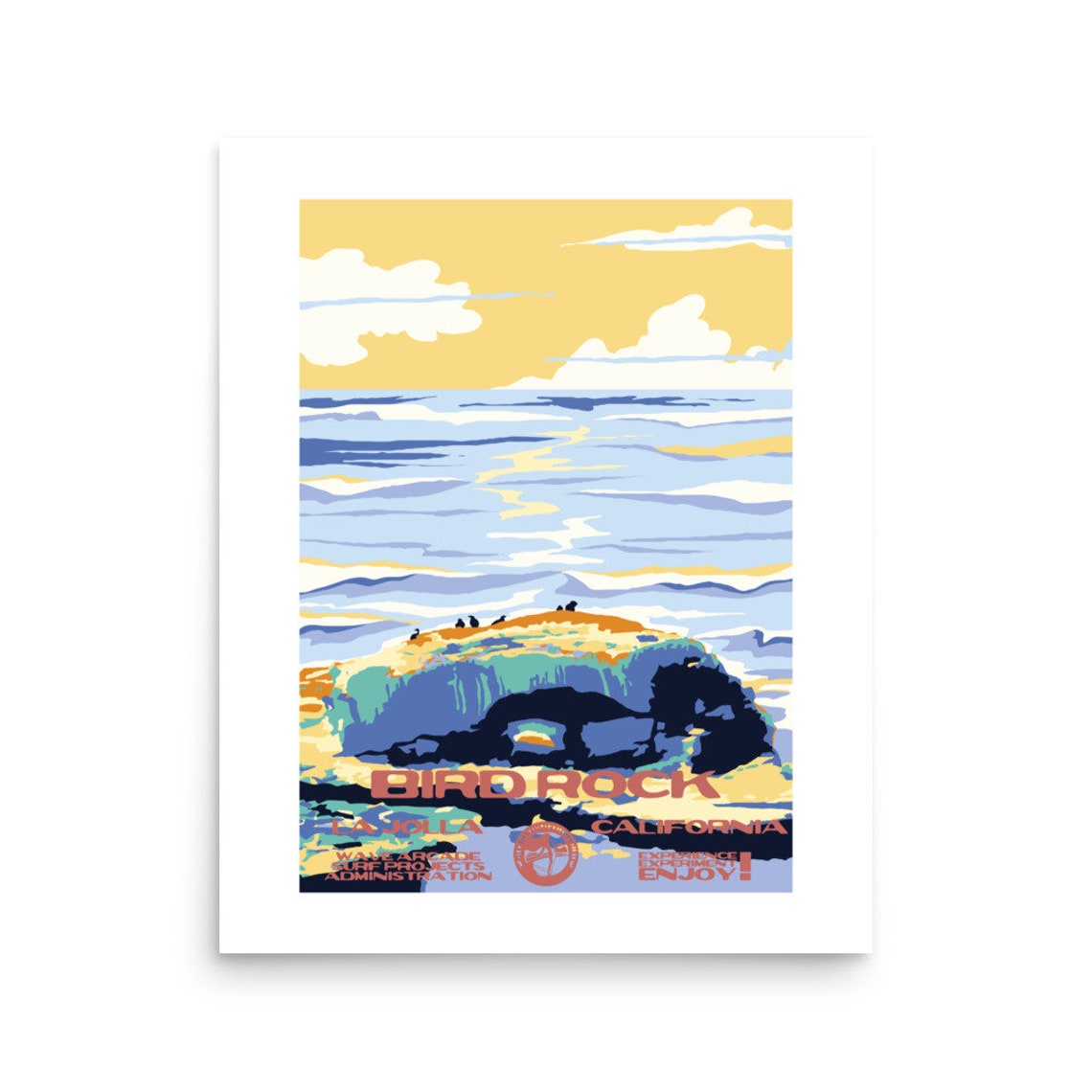 Bird Rock La Jolla California Coastal Rock Formation Surf Poster - Image 2