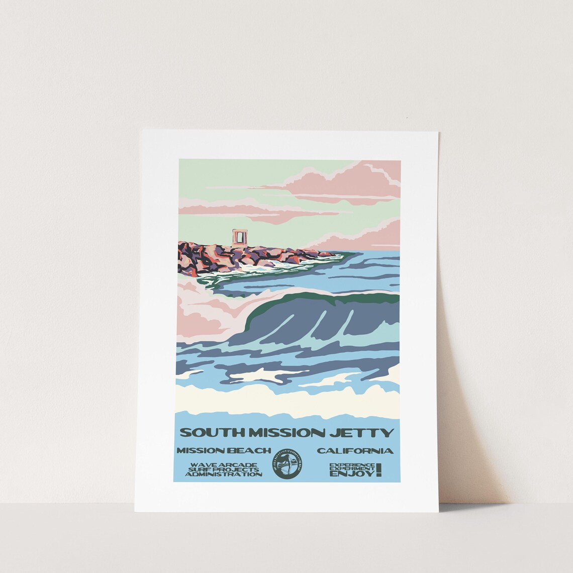 Copy South Mission Jetty Mission Beach Ca Surf Poster National Parks Style