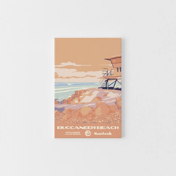 Buccaneer Beach Oceanside Ca Print National Parks Vintage Style Surf Art Framedunframed Coastal Print