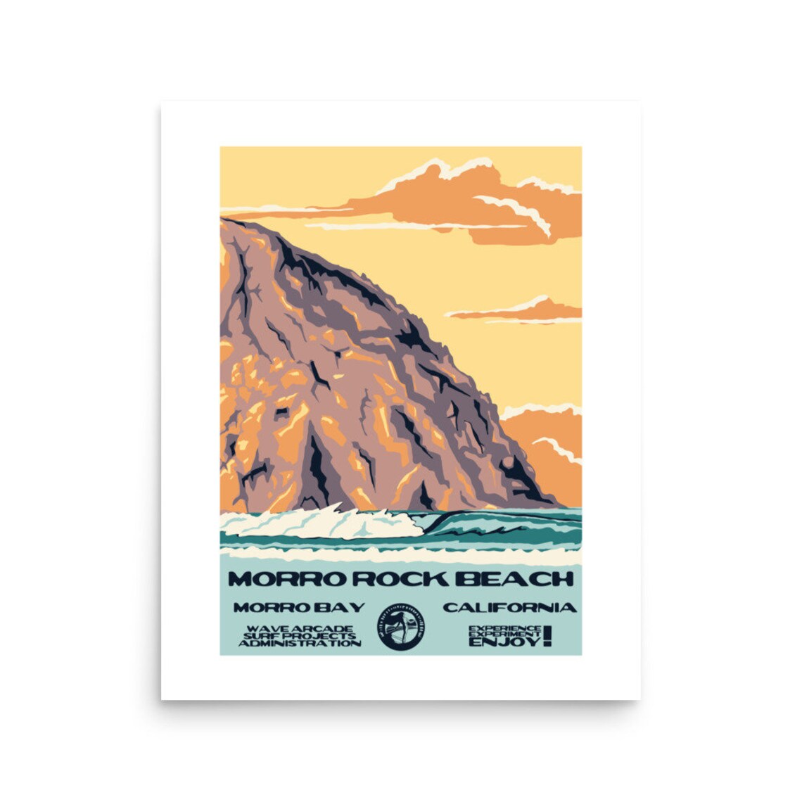 Copy Morro Rock Beach Morro Bay Ca Surf Poster National Parks Style - Image 2