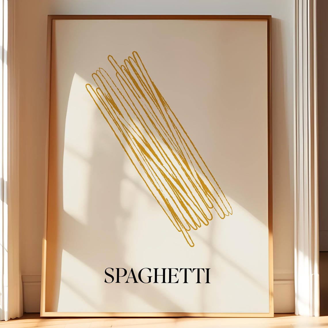 Spaghetti Illustrative Poster Pasta Illustration For Lovers Kitchen Print Italian Food Artwork Dining Room Decor