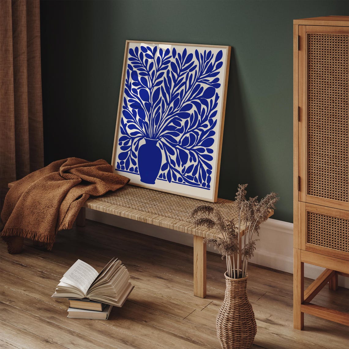 Bold Blue Floral Vase Cutout Matisse Style Botanical Wall Poster - Image 2