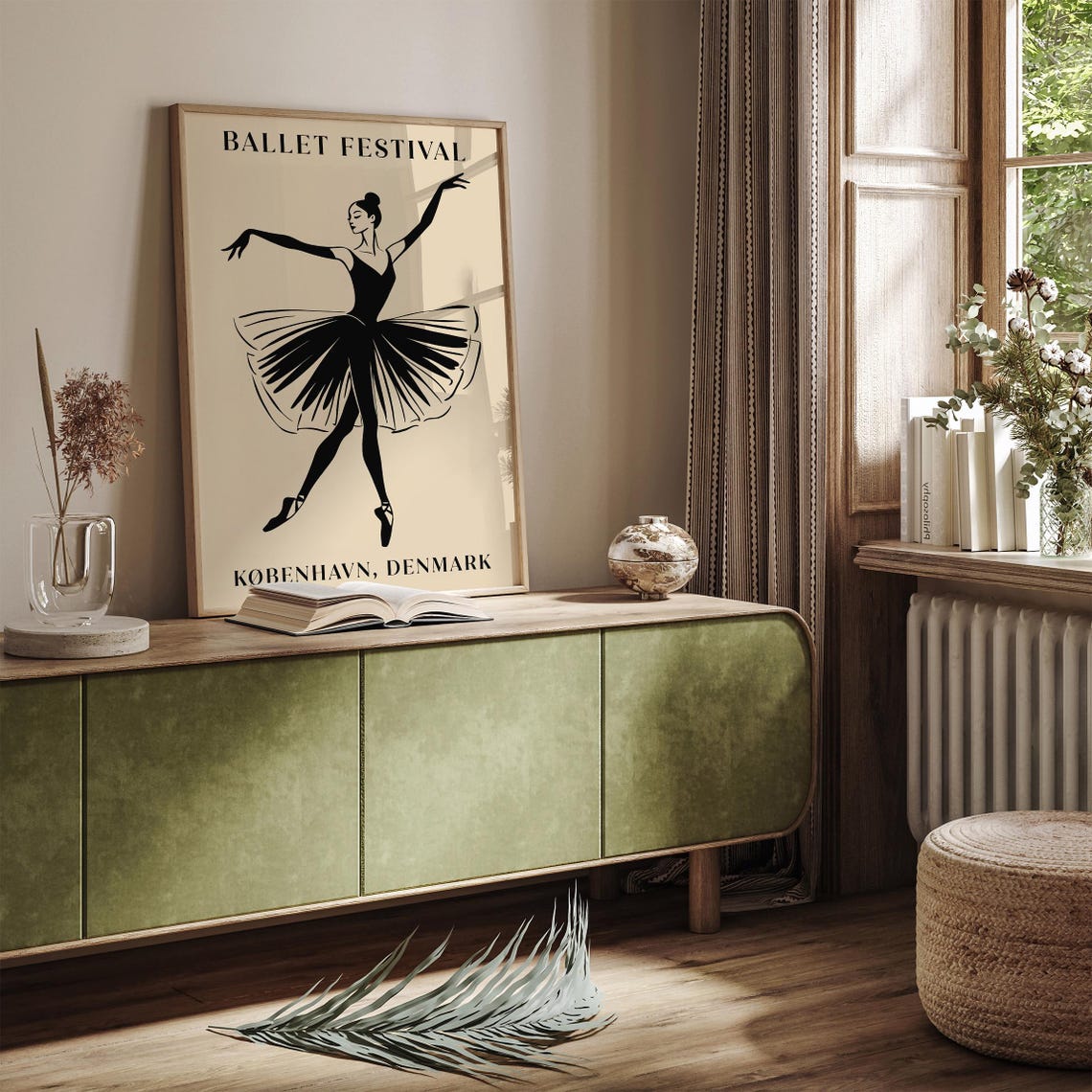 Ballet Festival Copenhagen Denmark Black Ballerina Silhouette Poster - Image 2