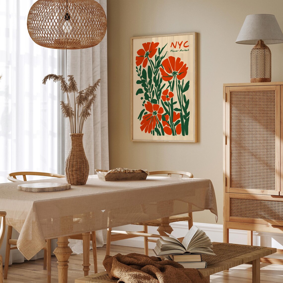 NYC Flower Market Orange Poppies Bold Graphic Floral Wall Art - Image 5