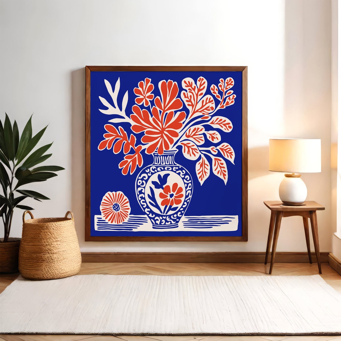 Indigo Blue Floral Vase Bold Matisse Style Botanical Home Poster - Image 2