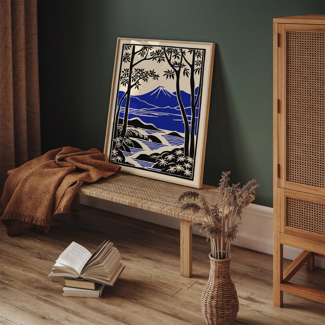 Fuji Mount Japan Travel Poster Retro Style Blue Wall Art Minimalist Japan Print Travel Poster Japan Art Print Japanese Wall Art Decor - Image 4