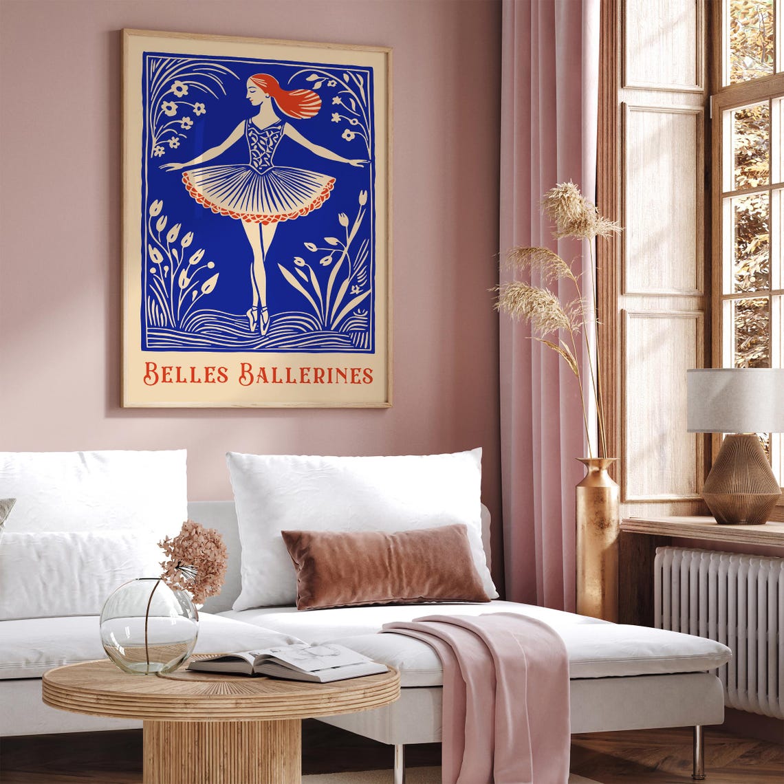 Stunning Belles Ballerines Cobalt Blue Linocut Dancer Poster - Image 5
