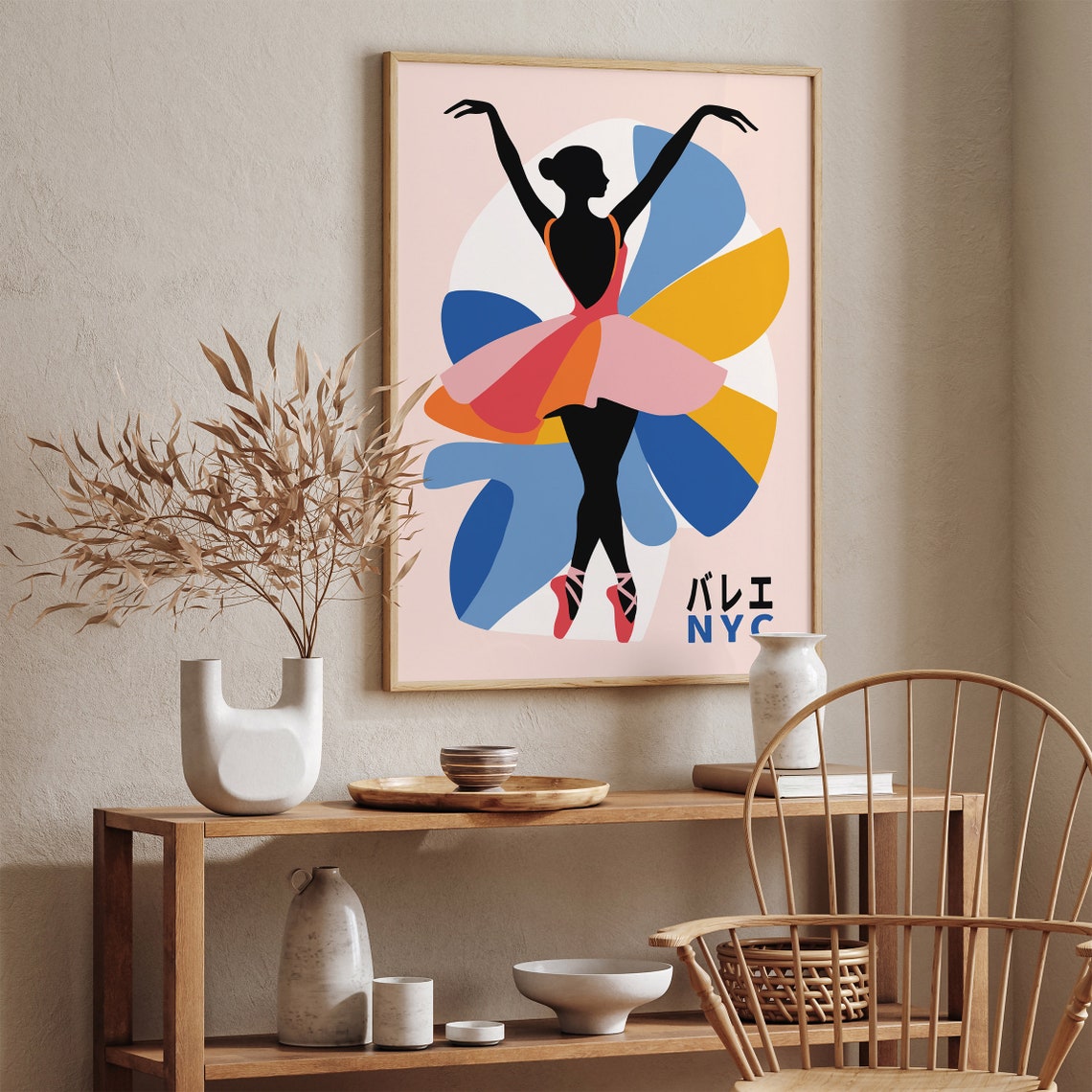 Colorful NYC Ballet Poster with Abstract Dancer Silhouette Art - Image 5