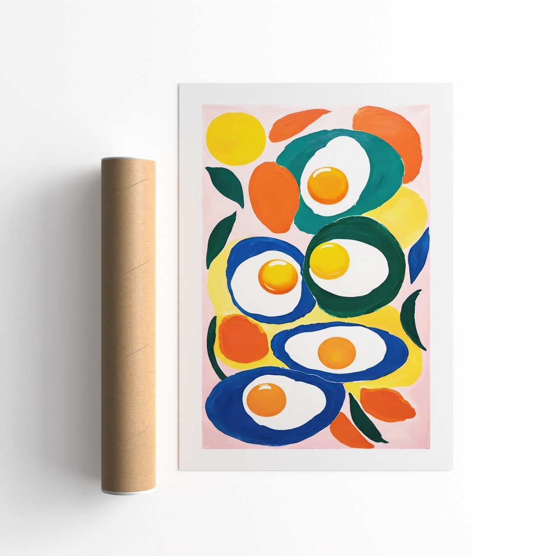 Playful Fried Egg Shapes Colorful Abstract Modern Kitchen Poster - Image 4