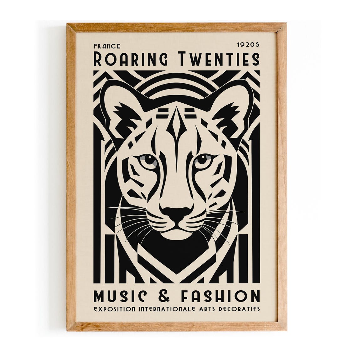 Art Deco Roaring Twenties Tiger Music And Fashion Exhibition Poster