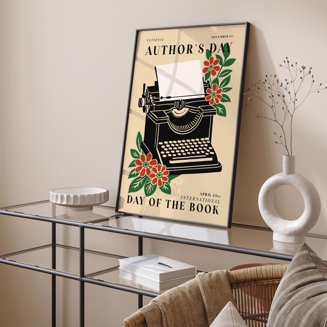 National Author's Day Typewriter International Day of the Book Poster - Image 5