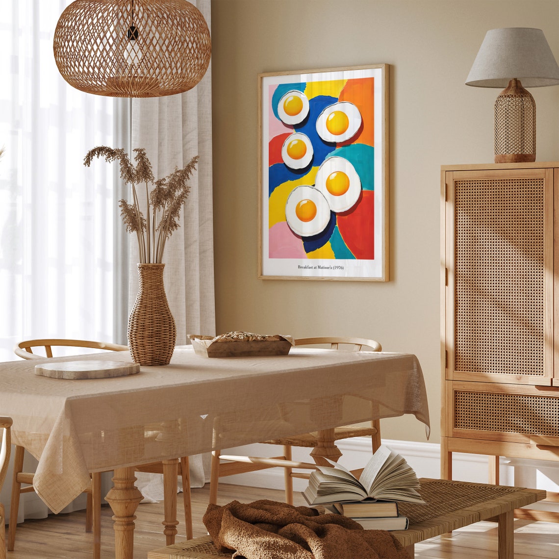 Breakfast at Matisses 1976 Sunny Fried Eggs Colorful Art Print - Image 5