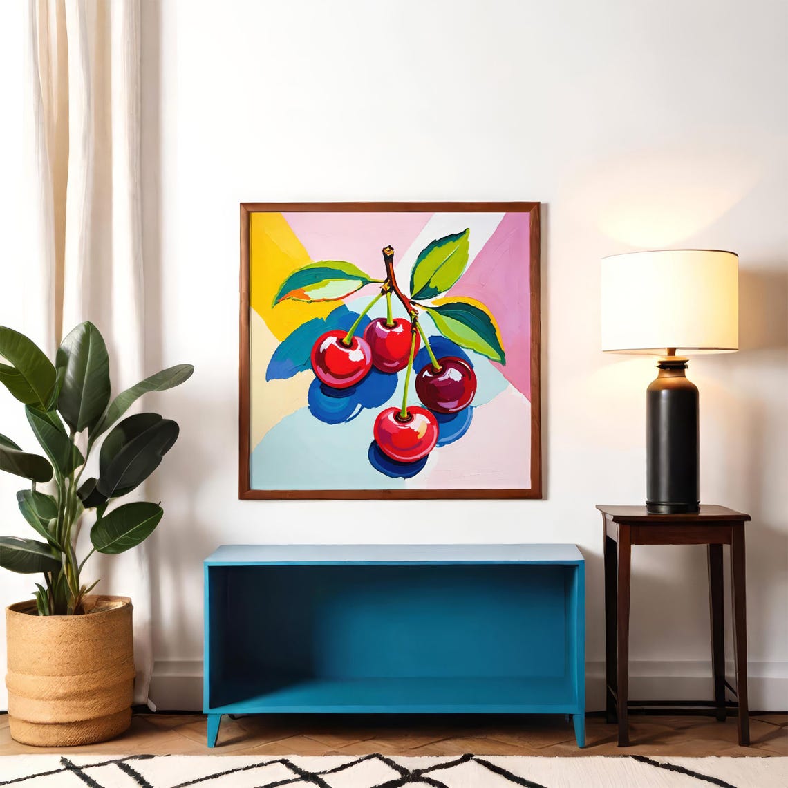 Vibrant Pop Art Cherry Poster With Bold Colorful Brushstrokes - Image 2