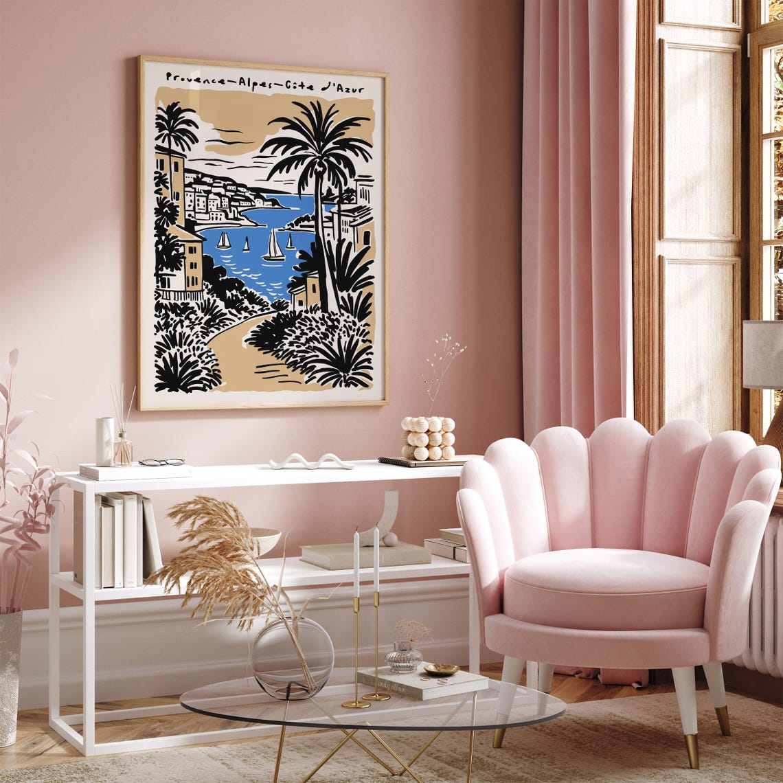 Provence Côte d'Azur Coastal Poster with Sailboats and Palms - Image 4