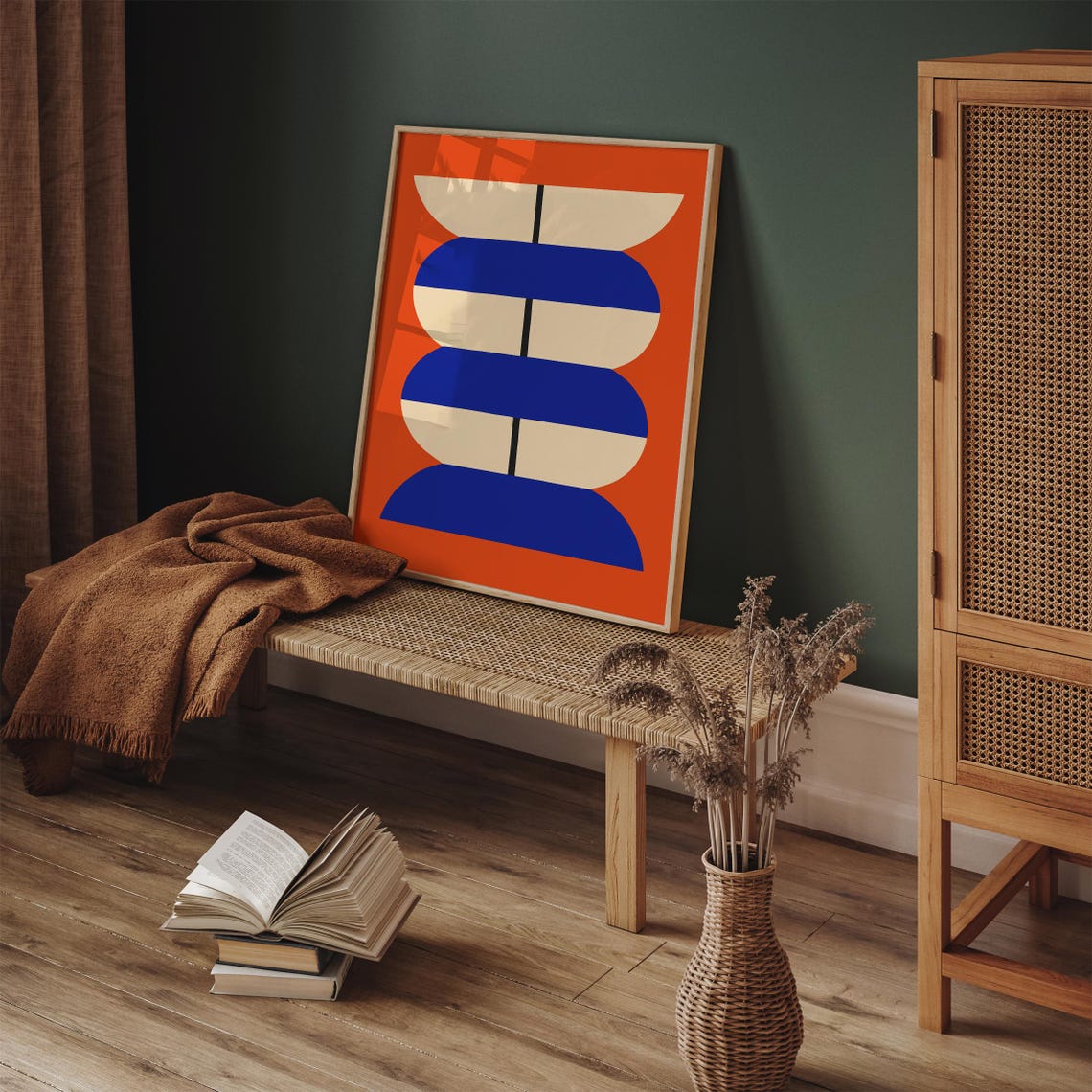 Red Blue Cream Geometric Circles Bauhaus Abstract Art Poster - Image 5