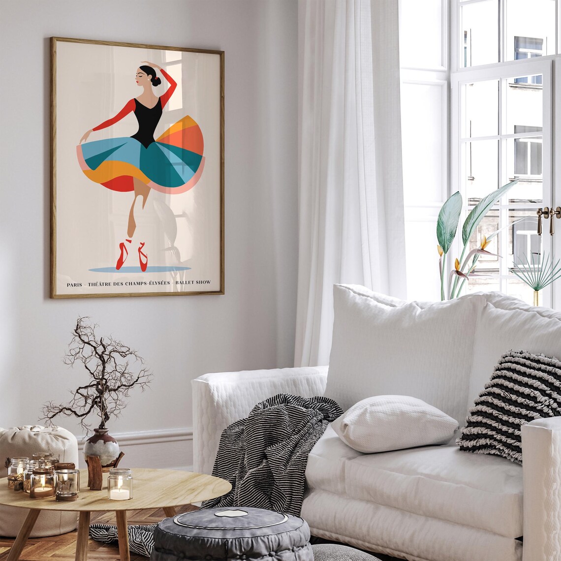 Paris Ballet Show Colorful Ballerina Théâtre Elysées Art Poster - Image 6