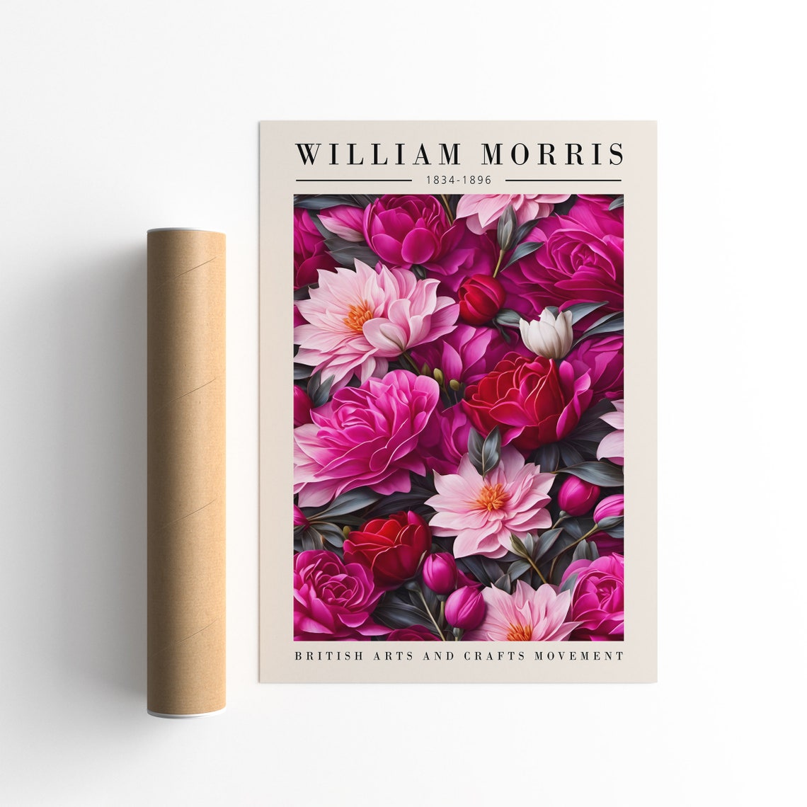 William Morris 1834-1896 Magenta Floral Arts and Crafts Print - Image 5