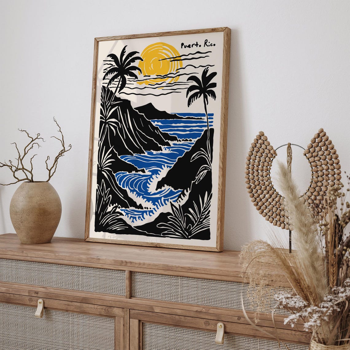 Puerto Rico Tropical Sunset Blue Waves And Cliffs Travel Poster - Image 3