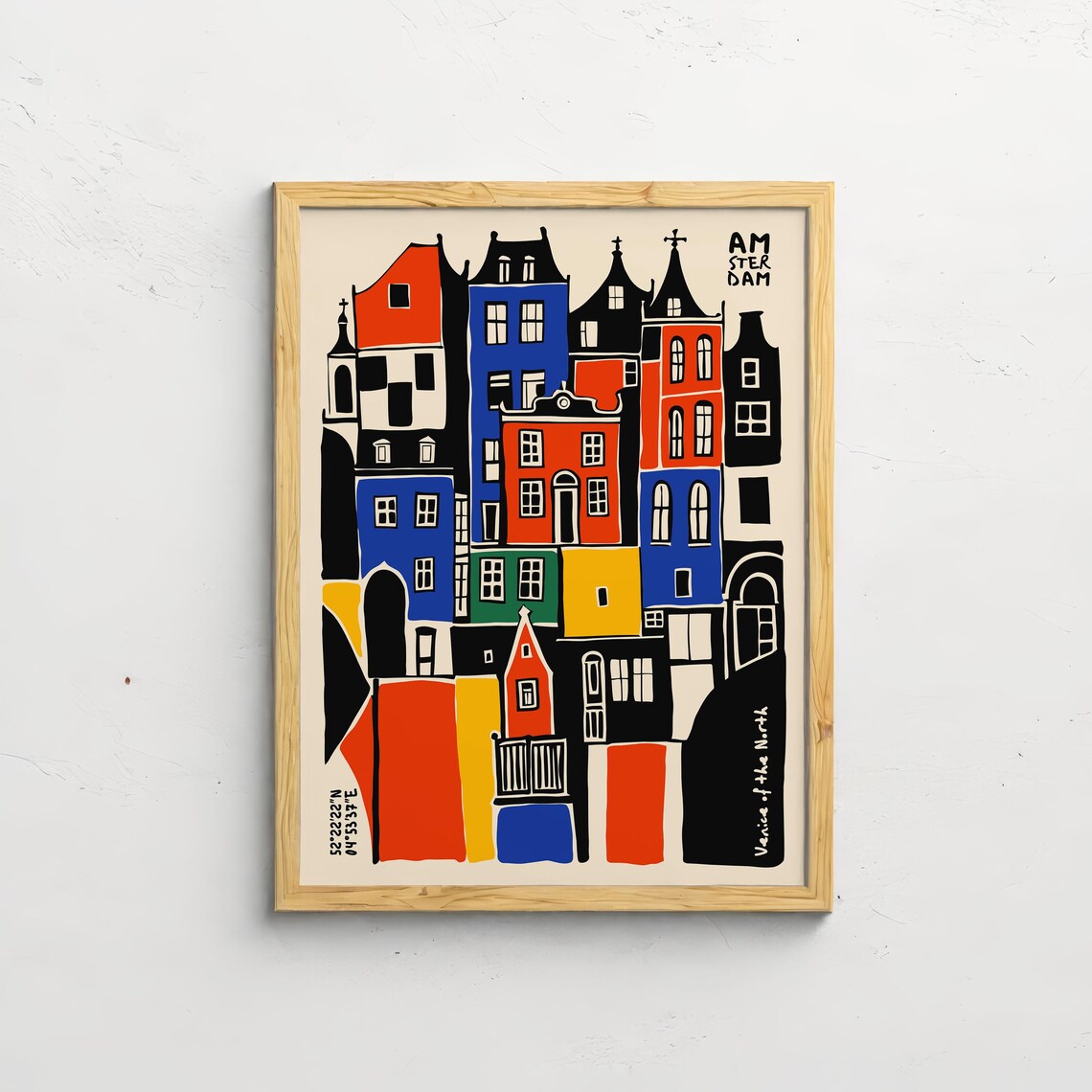 Amsterdam Canal Houses Poster Venice of the North in Bright Colors