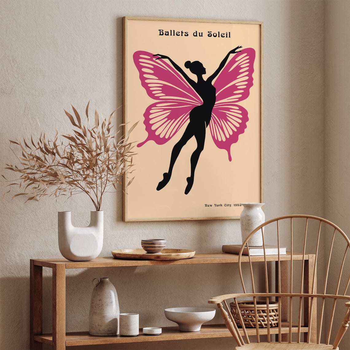 Ballets du Soleil 1993 Poster with Pink Butterfly Wing Ballerina - Image 2